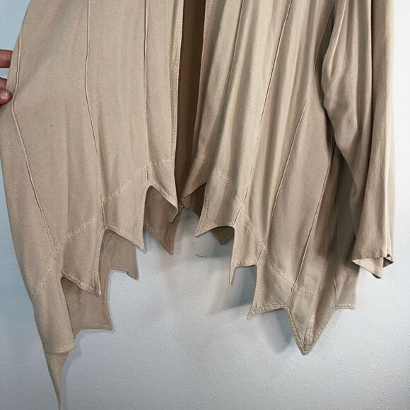 Vintage Desert Design Tan Asymmetric Hem Cardigan Womens Medium Boho Lagenlook - Picture 5 of 12